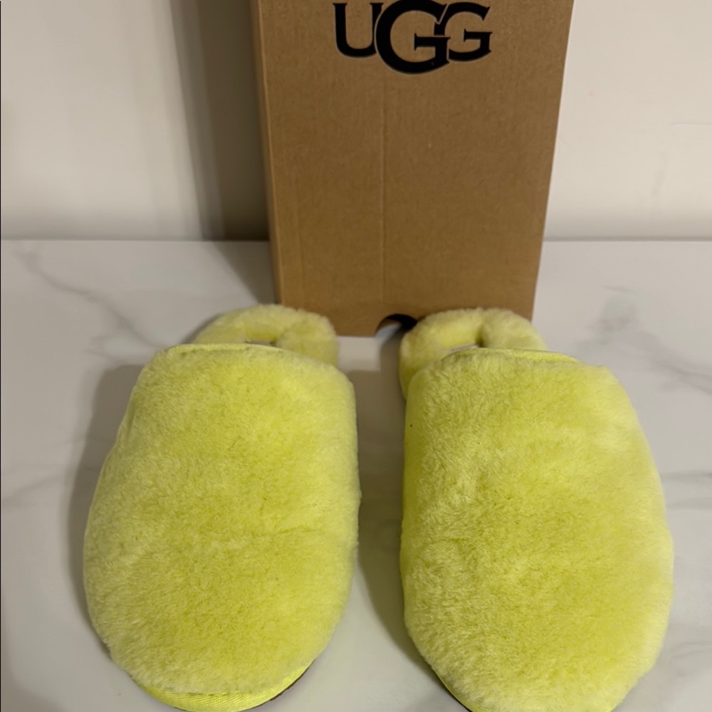 UGG Fluffy Yellow Slippers